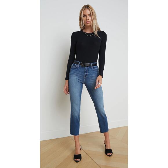 NWT L'AGENCE Sada Slim Leg Cropped Jeans Sz 25 Dark Wash Casual Luxe‎ Parisian - Picture 1 of 9